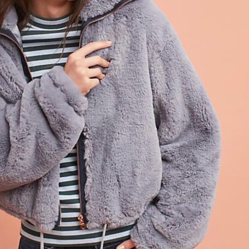 Anthropologie Elevenses Faux fur Bristol jacket